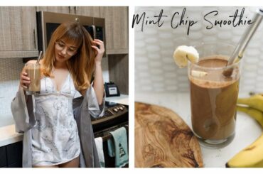 DESSERT FOR BREAKFAST?? Mint Chip Smoothie Recipe - healthy, vegan,