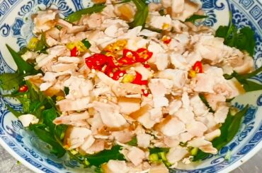 How To Make Delicious Neem And Pork Salad, Very Healthy Salad Ever, Cambodian Village Food