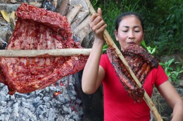 Life skills: BBQ ribs for Lunch food ideas - Cooking Pork ribs for food and eating food Ep 18