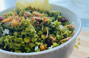 Palak rice|green rice|spinach|healthy meal/ lunch special rice recipe| no added color