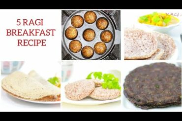 5 BREAKFAST RECIPES USING RAGI / Healthy breakfast recipes / ragi recipes