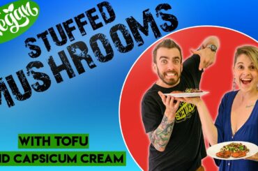 Vegan Stuffed Mushrooms with Tofu and Capsicum Cream
