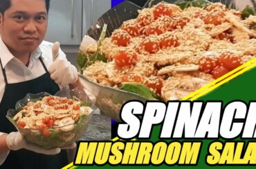 Spinach and Mushroom Salad - Ofw Recipe with Ginger and Sesame Oil and Seeds