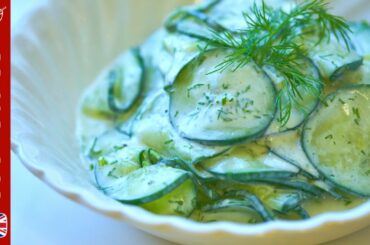 Refreshing Cucumber Salad with Dill and Yoghurt - easy salad recipes