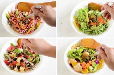 Healthy & Quick Salad - 4 Ways | Easy Everyday Salads | Foopla
