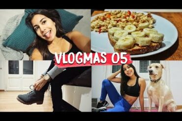 Desayuno + Rutina de ABS, PIERNAS Y GLÚTEOS en casa + Cena saludable | VLOGMAS 05 ❤️