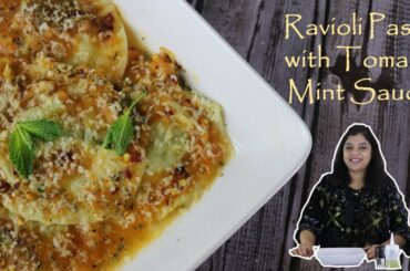 How to make Lite & Healthy Ravioli Pasta from scratch | Ravioli Pasta with Tomato Mint Sauce