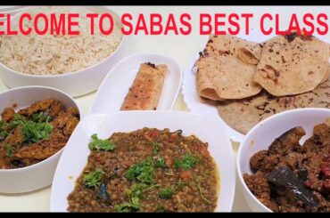 LUNCH MENU 4- HAR KISI KE LIYE- ACHARI BAIGAN GOSHT- CABBAGE RICE- ACHARI KARELA- HEALTHY MEAL