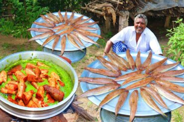YUMMY !!! GREEN FISH RECIPE | HYDERABADI GREEN FISH | HEALTHY GREEN FISH RECIPE | FARMER COOKING