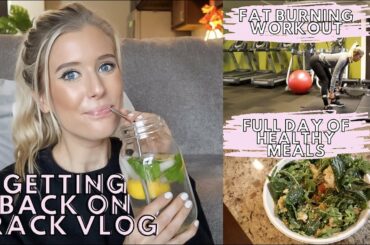 HOW TO GET BACK ON TRACK | HEALTHY WHAT I EAT IN A DAY, AT HOME WORKOUT, GROCERY SHOPPING VLOG