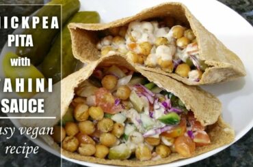 Easy & Delicious Vegan Recipe | Toasted Chickpea Pita with Tahini Sauce