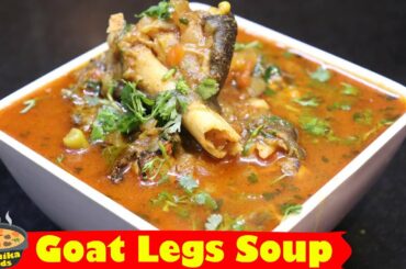 Healthy Goat Legs Soup Recipe in Telugu | How to Make Mutton Paya Recipe | Rushika Food Recipes