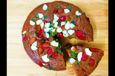 Sugar free wheat flour cake recipe | Healthy eggless cake Recipe | Fruit & nut cake without oven