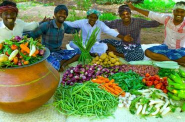 BIG VEGETARIAN RECIPE | BISI BELE BATH | Healthy Vegetables Recipe | Sambar Sadam Cooking In Village