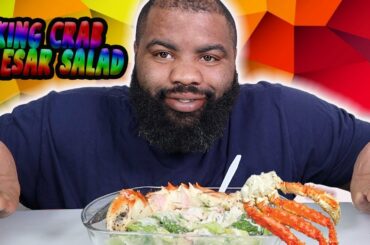 KING CRAB CAESAR SALAD| mukbang| seafood boil| salad dressing