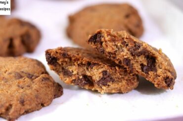 Eggless Chocolate Chip Cookies - How To Make Vegan Cookies -Healthy Snacks For Kids | Skinny Recipes