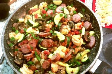 Shrimp Kielbasa Veggie Bowl (Low Carb - KETO Friendly) EASY!