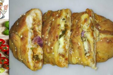 Pizza Bread | Chicken Cheese pizza Bread Recipe By tasty food