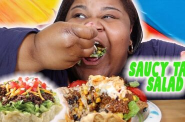SALAD WEEK DAY 3| cook with me| taco seasoning recipe| SAUCY TACO SALAD| mukbang