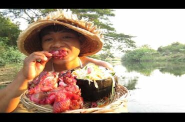 How to salad papaya with chicken food recipe eating delicious