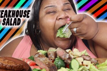 SALAD WEEK DAY 1| STEAKHOUSE SALAD W/NEW YORK STRIP STEAK| mukbang| salad recipes