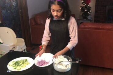 creamy cucumber salad by Rewa Panta. A healthy recipe by 9 years old. yummy, easy and fast recipe.