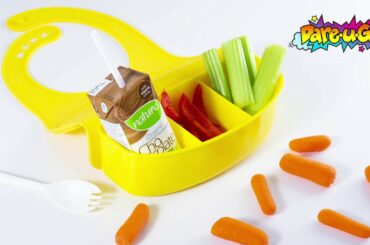 Shark Tank's Dare-U-Go! Silicone Bib. Kids Healthy Meals on-the-go!