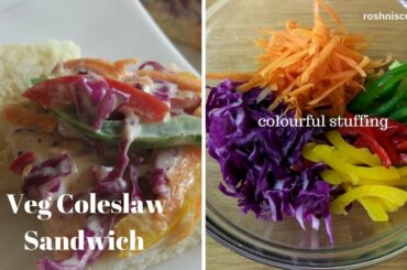 Veg Colesaw Sandwich I Coleslaw Sandwich Recipe I Sandwich idea for Kids I  roshniscuisine