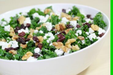 EASY KALE SALAD | with cranberries + walnuts