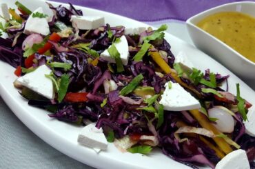 Healthy Red Cabbage Salad With Honey Mustard Dressing | with english subtitles | No Mayonnaise