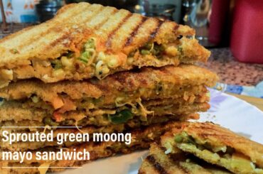 Healthy Breakfast  recipe|| green moong and mayonnaise sandwich|| veg mayonnaise sandwich recipe
