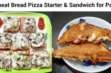 Bread Pizza On Tawa Recipe - Bread Pizza starters for party - Veg Pizza Sandwiches Banane ka Tarika