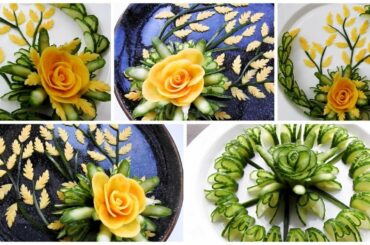 Super Salad Decoration Ideas - Cucumber & Carrot Rose Carving Garnish