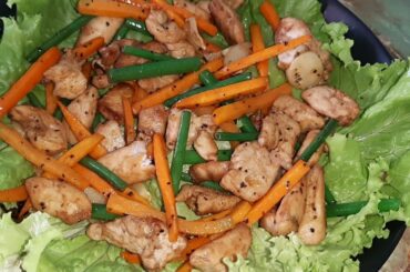 Healthy Asian Dinner Recipes Garlic Chicken Lettuce Warps#লেটুসপাতা দিয়ে চিকেন  গার্লিক চিকেন