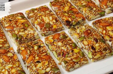 Sugar-free Iron and Protein Rich Energy Bar - Protein Bar Recipe/ Granola Bar Recipe