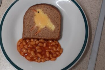 creative egg breakfast idea Canary with beans for breakfast