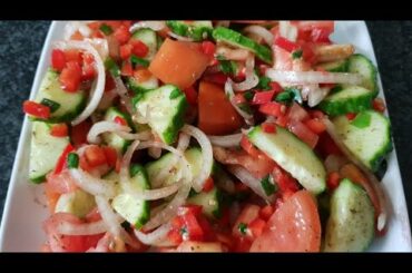 Cucumber tomato and onion salad/How to make a simple salad/Simple South African salad for braai