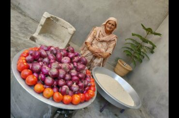 ONION RICE RECIPE BY MY GRANDMA | HEALTHY VILLAGE FOOD BY GRANDMA | VEG VILLAGE FOOD | RECIPES