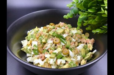 Healthy canned salmon and avocado salad | Low carb dinner idea