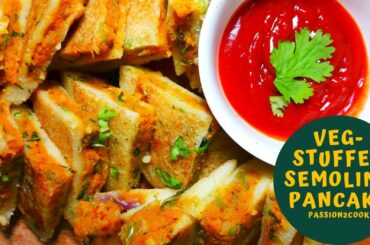 veg-stuffed semolina pancake | semolina breakfast recipe | semolina pancake | healthy breakfast