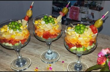 easy and healthy  salad in glass