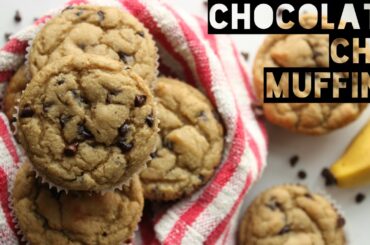 Healthy Chocolate Chip Banana Bread Muffins | How To Make Low-Fat Chocolate Chip Muffins