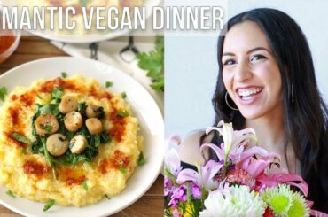 💕 EASY ROMANTIC VEGAN DINNER RECIPE | Vegan Scallops over Creamy Polenta (Valentine’s Day Special)