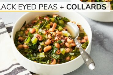 BLACK EYED PEAS + COLLARD GREENS | easy, healthy soup recipe