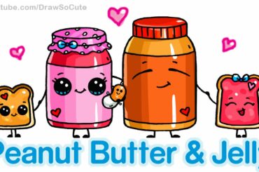 How to Draw Cute Cartoon Food - Peanut Butter and Jelly Sandwich