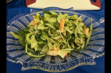 Myanmar Food Recipes ပုဇွန်မီးကင်နှင့် သခွါးသီးသုပ်  Coal-Grilled Shrimp Cucumber Spicy Salad