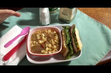 Soup and Sandwich  Recipe Reveal, Garlic Bread, Pasta, Roast, Veggies(i eat it all) ASMR Rambling