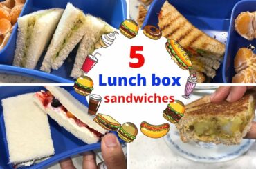 5 LUNCH BOX Sandwiches ( for Kids = 4 to 8 year olds ) - school lunch ideas for kids