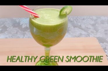 Healthy green, wheat grass smoothie: tropical paradise! Smoothie for weight loss and clear skin