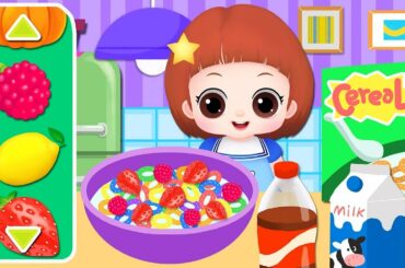Baby Doli healthy food learning game and baby Doll cooking toys play